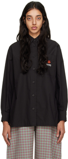 Черная рубашка с цветочным принтом боке Kenzo
