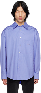 Синяя рубашка с накладными карманами Wooyoungmi