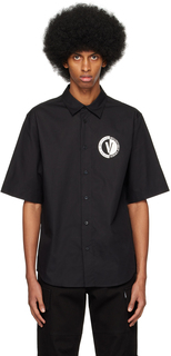 Черная рубашка с V-образной эмблемой Versace Jeans Couture
