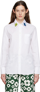 Белая классическая рубашка с вышивкой пайетками Marni