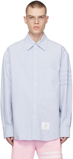 Синяя рубашка с полосками 4 Thom Browne