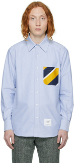 Синяя рубашка с расклешенным воротником Thom Browne