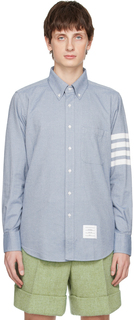 Синяя рубашка с полосками 4 Thom Browne