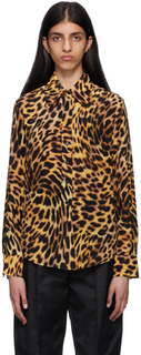 Светло-коричневая рубашка с леопардовым принтом Stella McCartney
