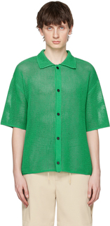 Зеленая рубашка с расклешенным воротником Solid Homme