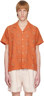 Оранжевая рубашка с вышивкой HARAGO