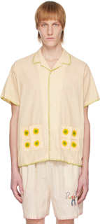Желтая рубашка с круглым вырезом HARAGO
