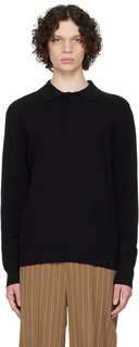 Черная рубашка-поло с планкой на трех пуговицах Filippa K