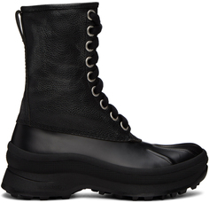Черные кожаные ботинки на шнуровке Jil Sander
