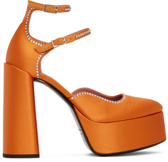 Оранжевые туфли на каблуках Jane с подошвой Les Petits Joueurs