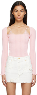 Розовый кружевной свитер Blumarine