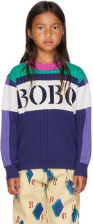 Детский темно-синий свитер с цветными блоками Bobo Choses