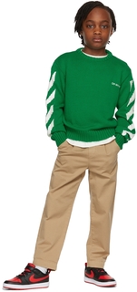 Детский зеленый свитер Helvetica Off-White