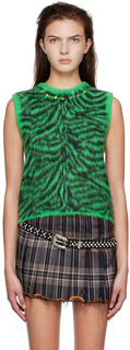 Зеленый свитер с зеброй Doublet