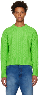 Зеленый свитер с круглым вырезом AMI Alexandre Mattiussi