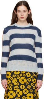 Сине-коричневый свитер в контрастную полоску Marni