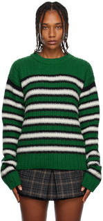 Зеленый полосатый свитер ERL