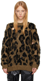 Бежевый свитер с леопардовым принтом Junya Watanabe