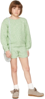 Детский свитер зеленого и белого цвета у костра Misha &amp; Puff