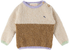 Детский бежевый свитер в стиле колор-блок Bobo Choses