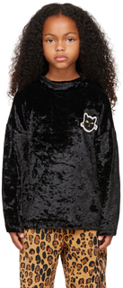 Детский велюровый свитер с черным котом Mini Rodini