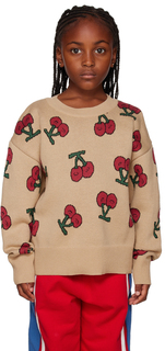 Детский бежевый свитер вишневый Jellymallow