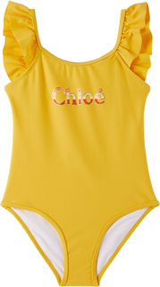 Детский цельный купальник желтого цвета с принтом Chloé Chloe
