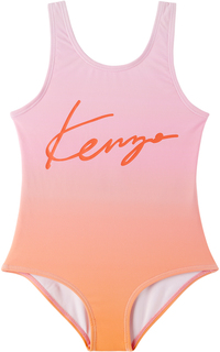 Детский цельный купальник розово-оранжевого цвета с градиентом Kenzo