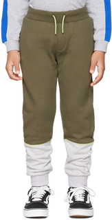 Детские спортивные штаны цвета хаки со вставками Kenzo