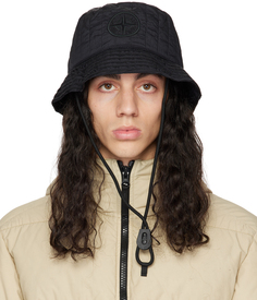 Черная панама с нашивками Stone Island