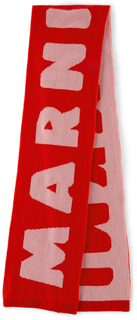 Детский красный макси-шарф с логотипом Marni