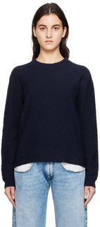 Темно-синий свитер с круглым вырезом Maison Margiela