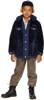 Детская темно-синяя куртка из искусственного меха Mini Rodini