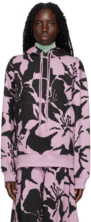 Пурпурно-черный худи с цветочным принтом Dries Van Noten