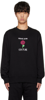 Черный свитшот с вышивкой Versace Jeans Couture