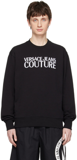 Черный свитшот с вышивкой Versace Jeans Couture