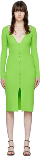 Зеленое платье-миди в рубчик Blumarine