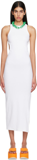 Белое платье-миди с вырезом MSGM