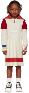 Детское бело-красное платье с воротником-стойкой Off-White Ligne Noire