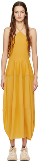Желтое платье-миди с лямкой на шее Stella McCartney