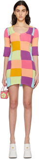 Разноцветное мини-платье в стиле пэчворк Moschino