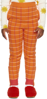 Детские оранжевые брюки для отдыха в клетку Ligne Noire