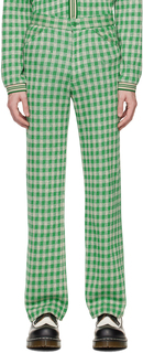 Эксклюзивные зеленые брюки SSENSE в мелкую клетку Anna Sui