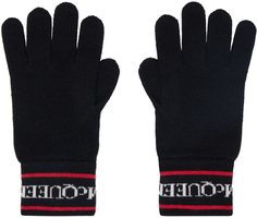 Черные перчатки с окантовкой Alexander McQueen