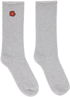 Серые носки с цветочным принтом боке Kenzo