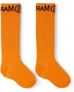 Детские носки с оранжевым логотипом MM6 Maison Margiela