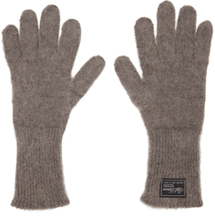 Серо-коричневые перчатки из мохера Raf Simons