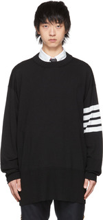 Черный свитер Milano с 4 полосами Thom Browne