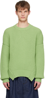 Зеленый свободный свитер Jil Sander
