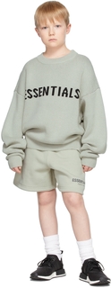 SSENSE Эксклюзивный Детский Зеленый Пуловер Свитер Essentials